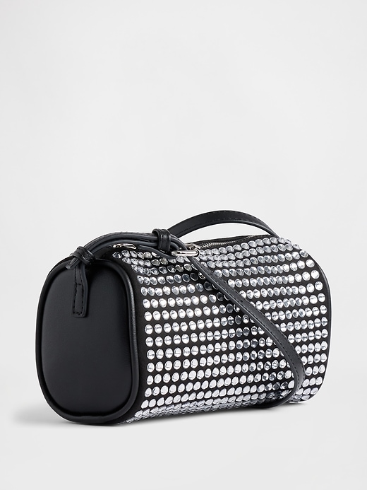 Image number 3 showing, Vegan Leather Rhinestone Barrel Bag