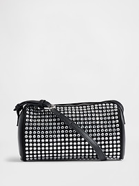 Image number 1 showing, Vegan Leather Rhinestone Barrel Bag