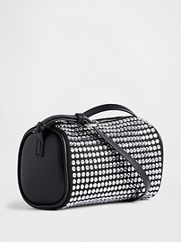Image number 3 showing, Vegan Leather Rhinestone Barrel Bag