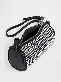 Image number 4 showing, Vegan Leather Rhinestone Barrel Bag