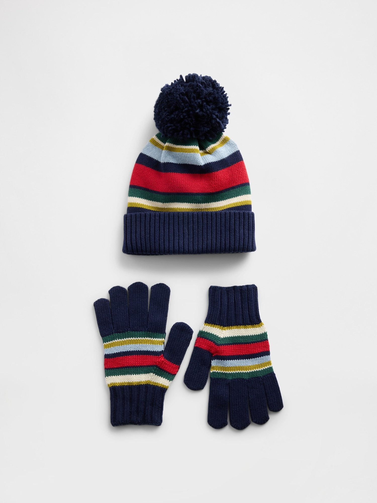 Kids Pom Hat & Gloves Set