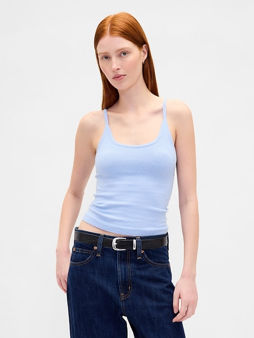 Image number 1 showing, CashSoft Stretch Crop Tank Top