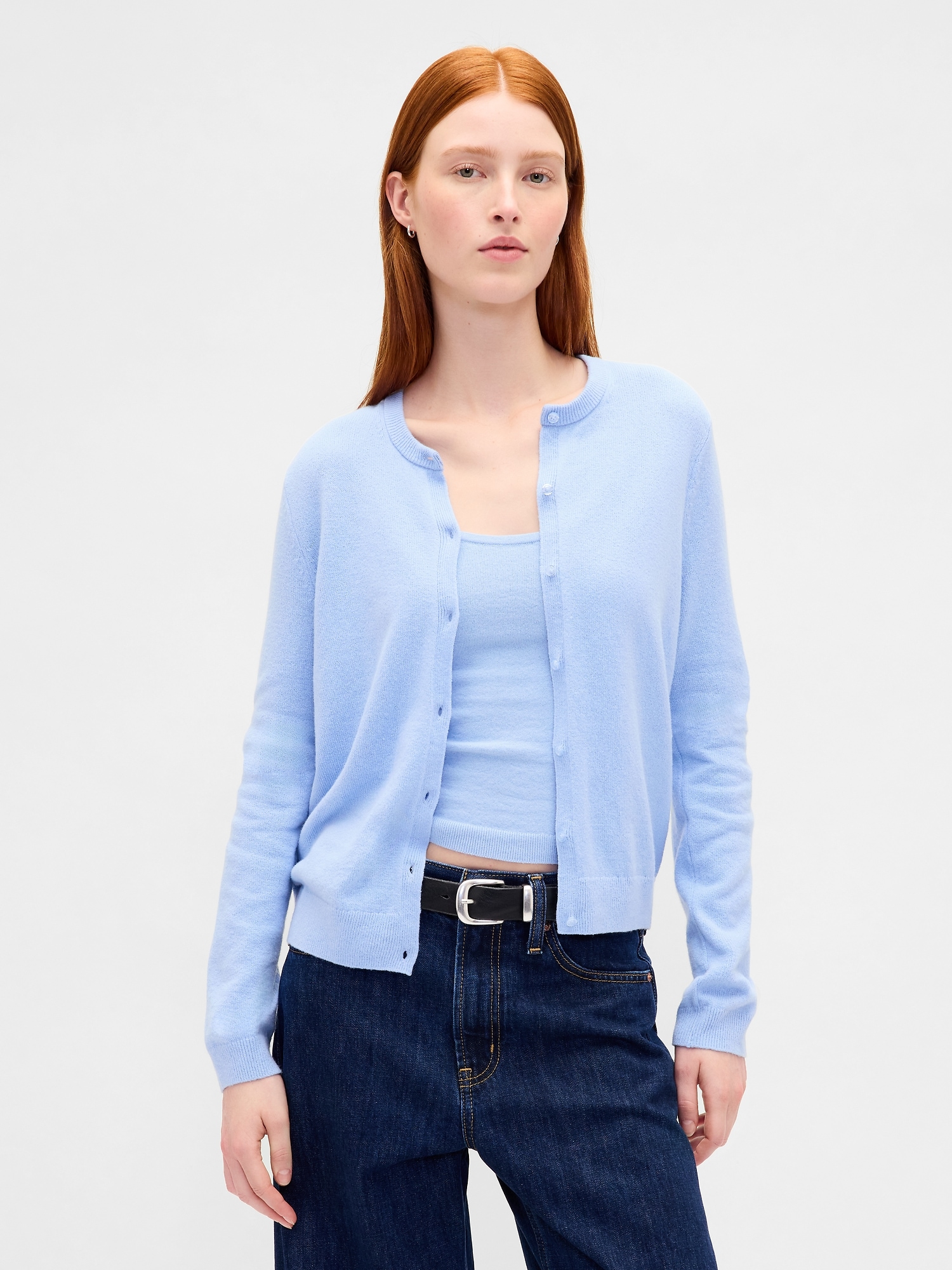 CashSoft Crop Cardigan - Wind Blue