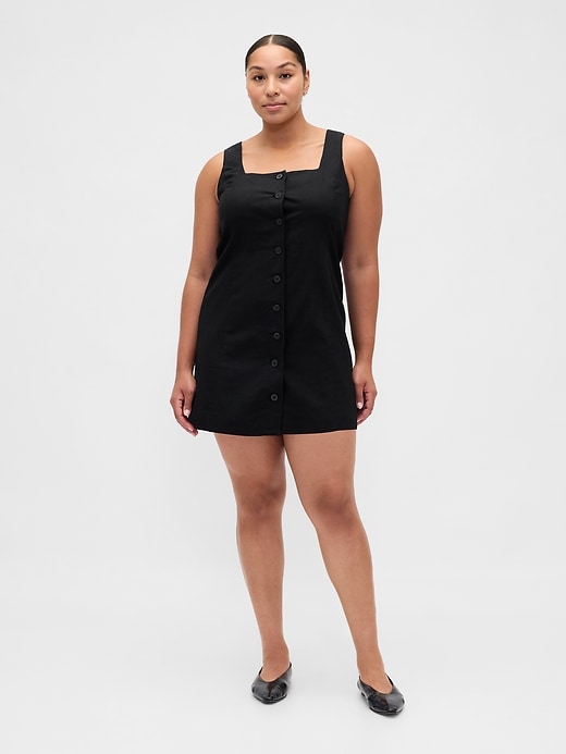 Image number 5 showing, Linen-Blend Button-Front Mini Dress