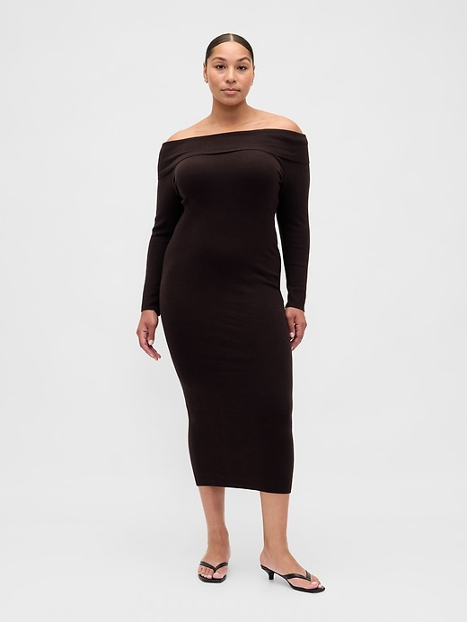 Image number 5 showing, CashSoft Stretch Off-Shoulder Midi Sweater Dress