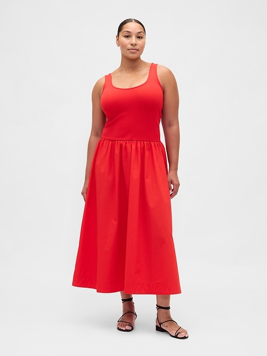 Image number 5 showing, Mixed Media Drop-Waist Maxi Dress