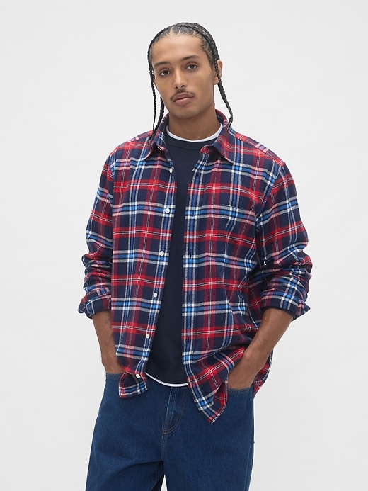 Image number 1 showing, Organic Cotton Relaxed Flannel Shirt