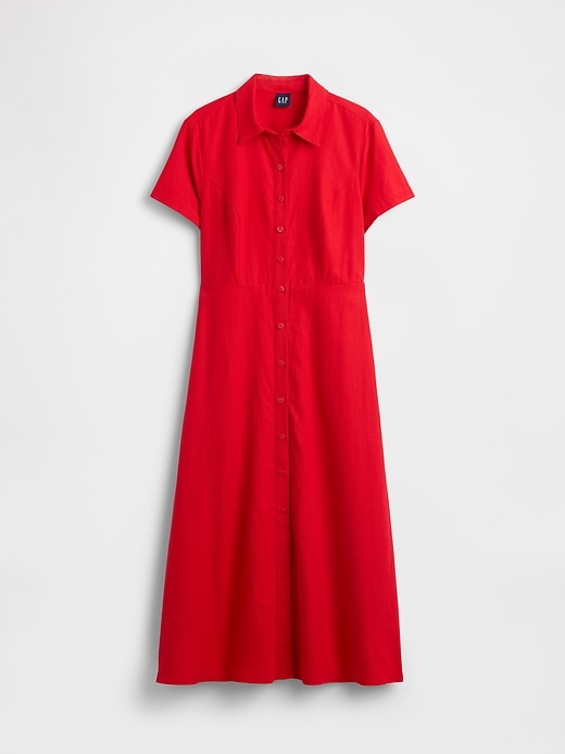 Image number 5 showing, Linen-Blend Midi Shirtdress