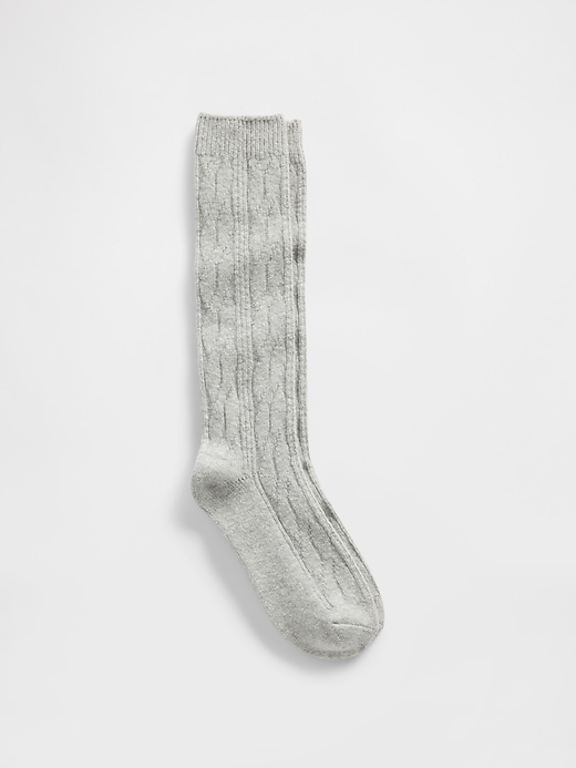 Image number 1 showing, CashSoft Cable-Knit Knee-High Socks