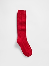 Image number 1 showing, CashSoft Cable-Knit Knee-High Socks