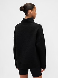 Image number 2 showing, GapFit Quilted Jacquard Knit Funnel-Neck Pullover