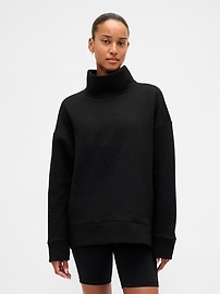 Image number 1 showing, GapFit Quilted Jacquard Knit Funnel-Neck Pullover