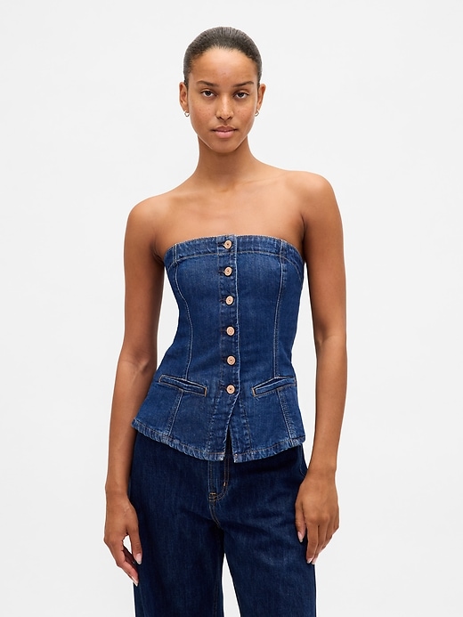Image number 1 showing, Denim Strapless Vest