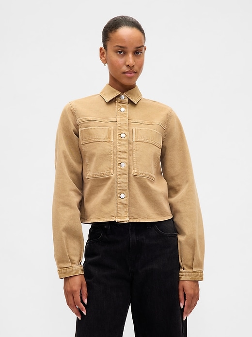 Image number 1 showing, Denim Crop Shirt Jacket