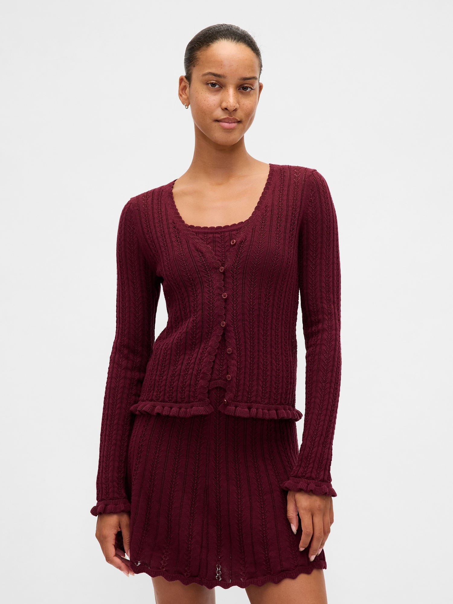 100% Cotton Pointelle Cardigan