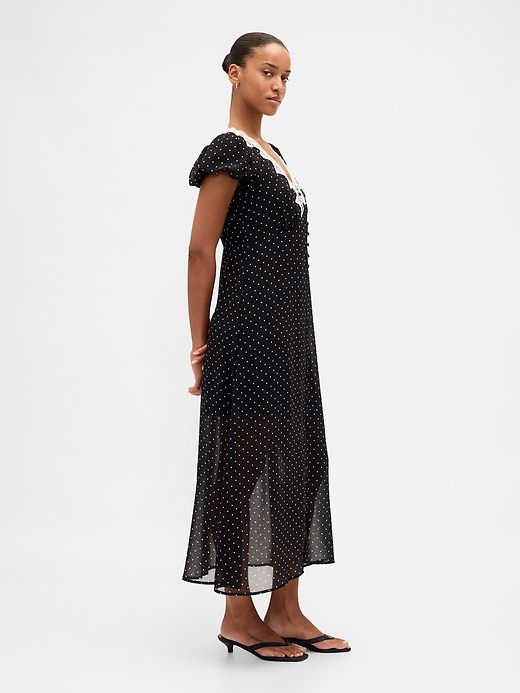 Image number 3 showing, Lace-Trim V-Neck Maxi Dress