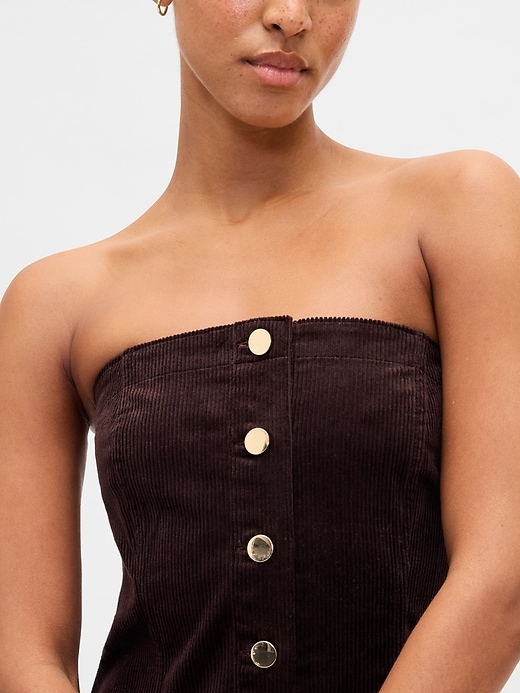Image number 4 showing, Corduroy Strapless Mini Dress