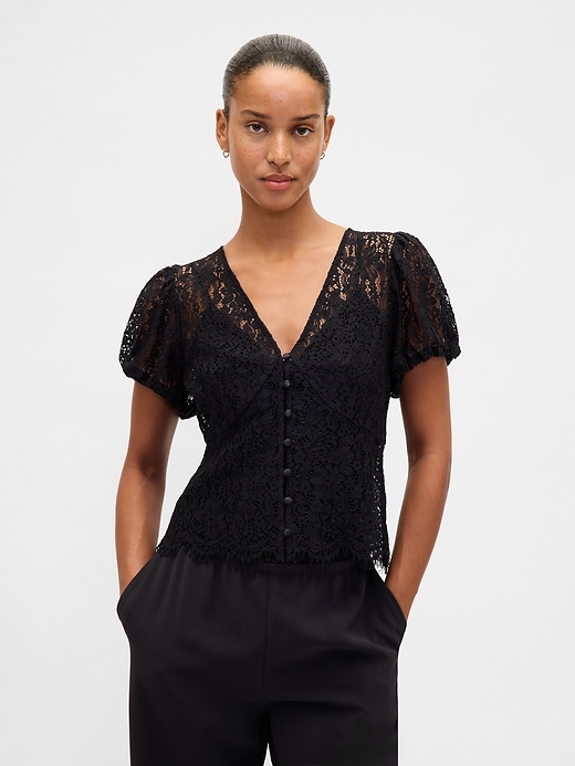Image number 1 showing, Lace V-Neck Top
