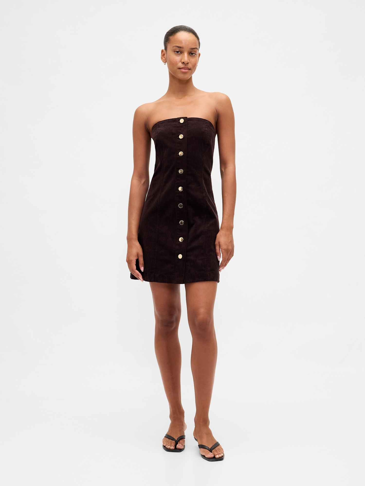 Corduroy Strapless Mini Dress