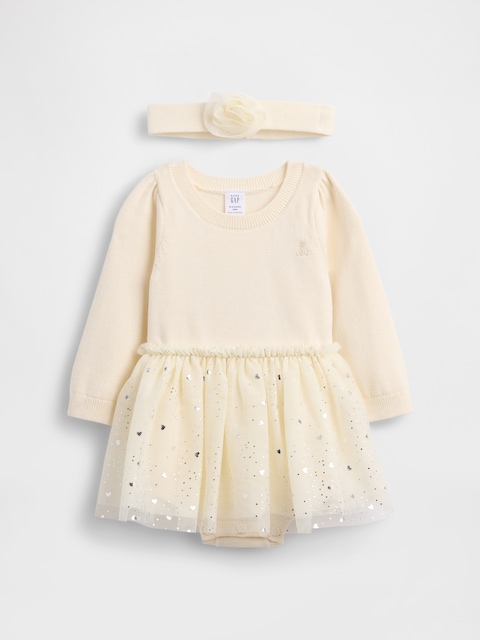 Baby Tulle Sweater Bodysuit Dress Set