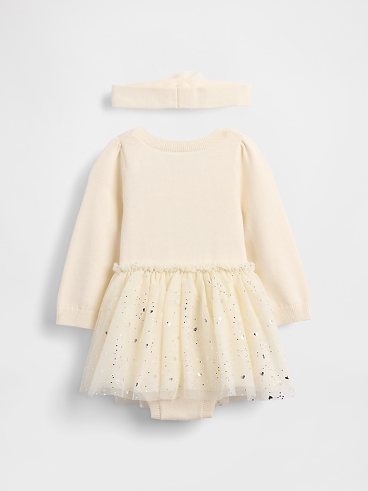 Image number 2 showing, Baby Tulle Sweater Bodysuit Dress Set