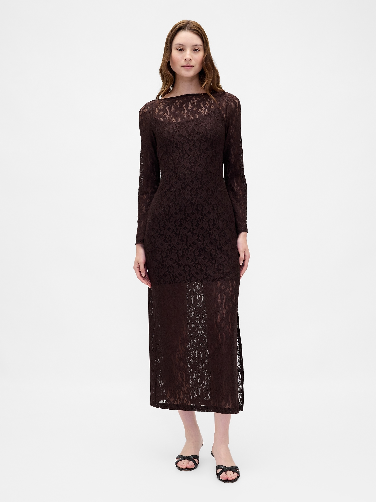 Lace Bell-Sleeve Maxi Dress
