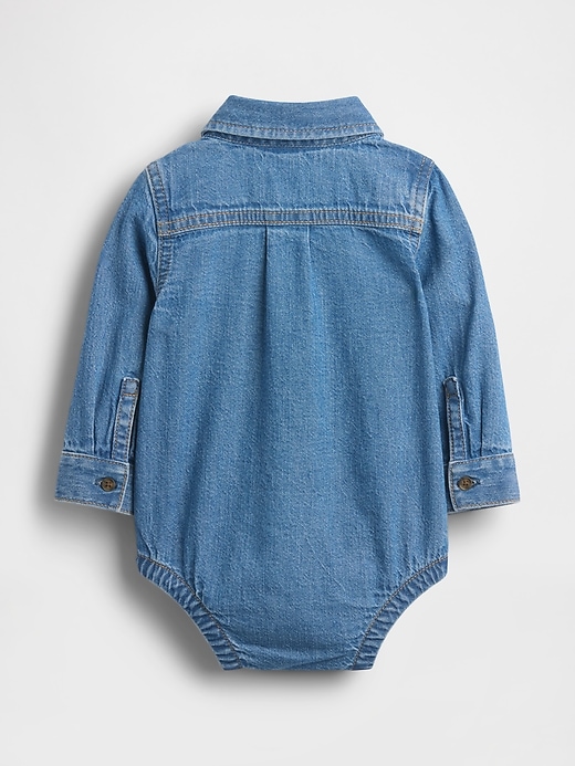 Image number 2 showing, Baby Denim Button-Down Bodysuit