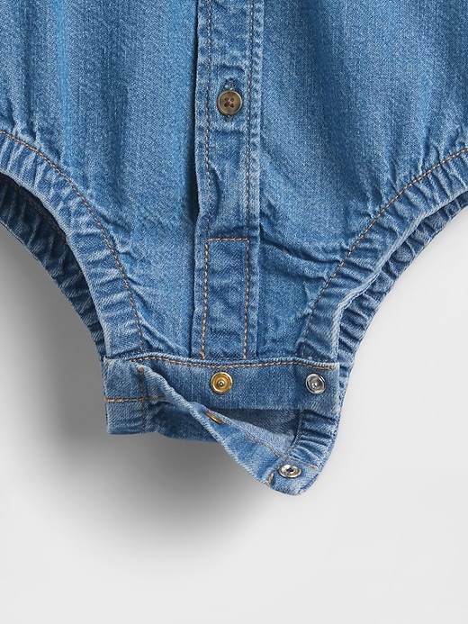 Image number 3 showing, Baby Denim Button-Down Bodysuit