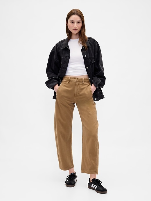 Image number 1 showing, Mid Rise Twill Barrel Pants