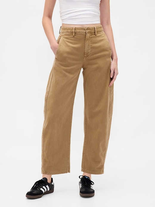 Image number 2 showing, Mid Rise Twill Barrel Pants