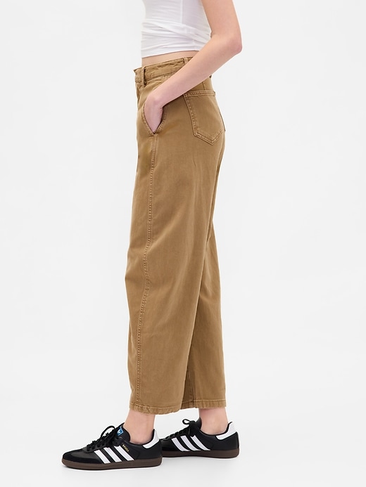 Image number 3 showing, Mid Rise Twill Barrel Pants