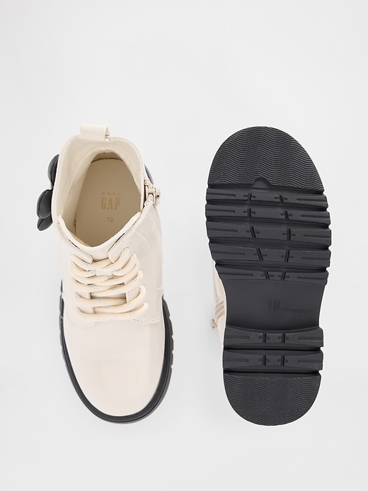 Image number 3 showing, Toddler Vegan Leather Flower Lace-Up Boots