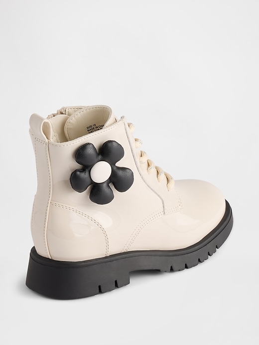 Image number 4 showing, Toddler Vegan Leather Flower Lace-Up Boots
