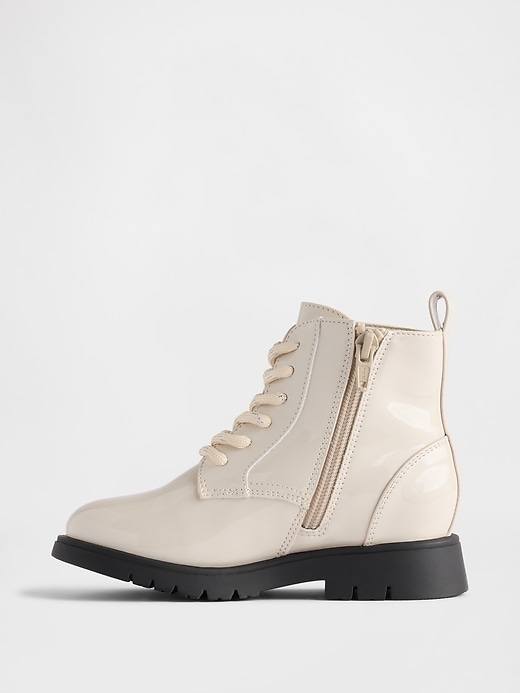 Image number 5 showing, Toddler Vegan Leather Flower Lace-Up Boots