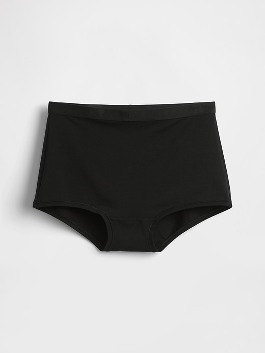 L'image numéro 4 présente Short court taille haute en coton biologique extensible