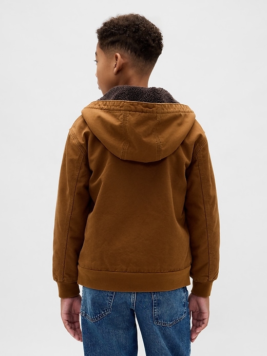Image number 3 showing, Kids Sherpa-Lined Canvas Denim Hoodie