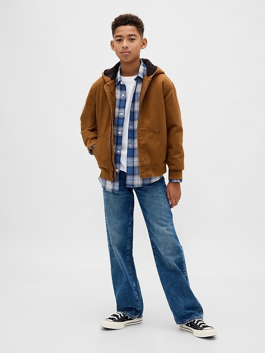 Image number 4 showing, Kids Sherpa-Lined Canvas Denim Hoodie