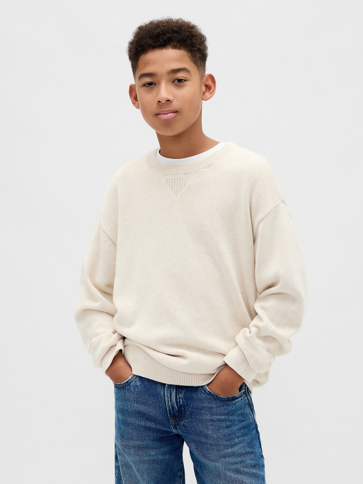 Kids Relaxed Crewneck Sweater