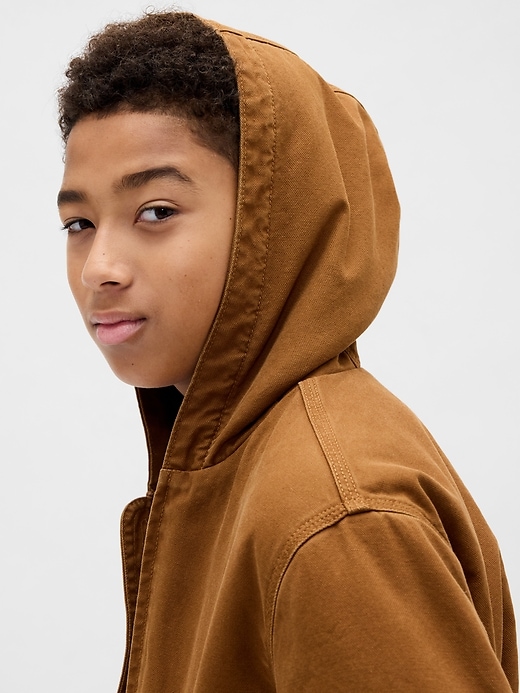 Image number 6 showing, Kids Sherpa-Lined Canvas Denim Hoodie