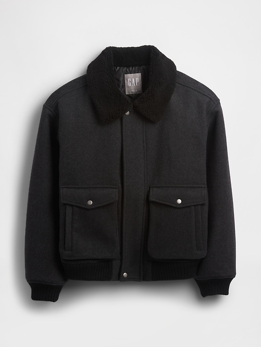 Image number 7 showing, Wool-Blend Relaxed Bomber Jacket