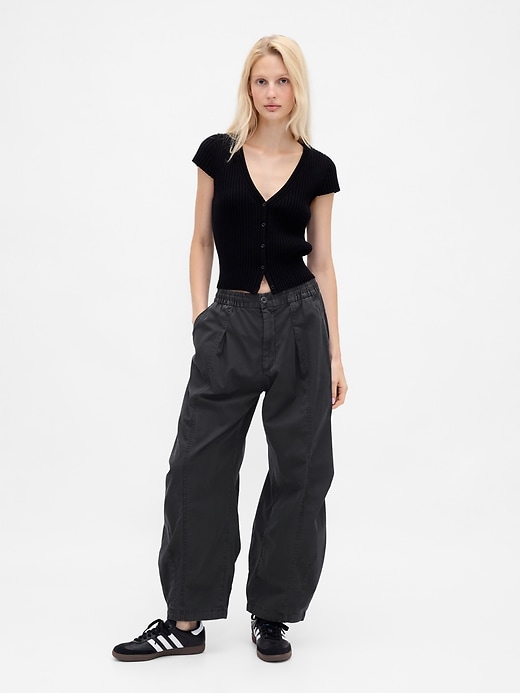 Image number 1 showing, Mid Rise Twill Barrel Pants