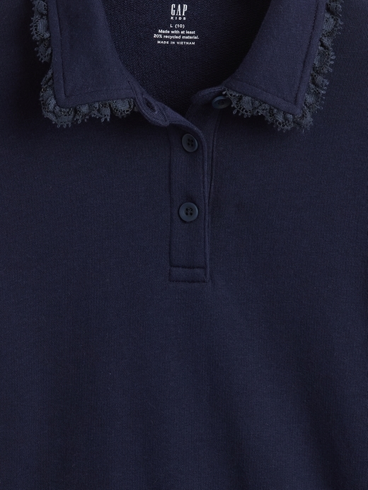 Image number 5 showing, Kids French Terry Lace-Trim Polo Sweatshirt