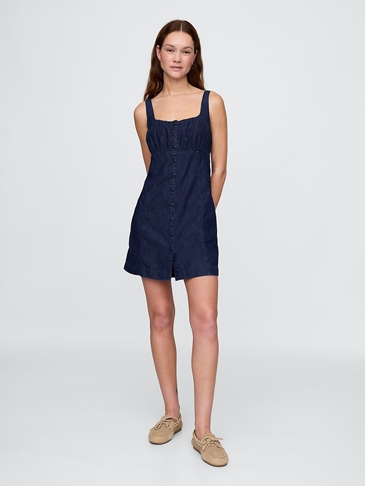 Image number 1 showing, UltraSoft Denim Square-Neck Mini Dress