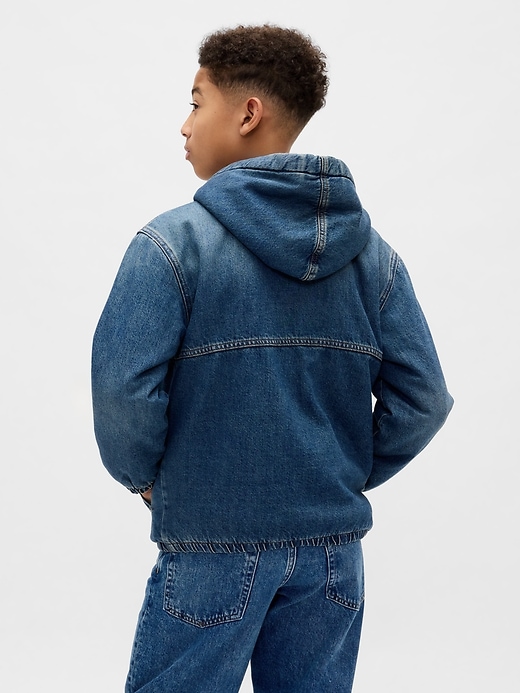 Image number 3 showing, Kids Sherpa-Lined Denim Hoodie