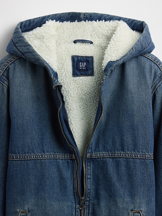 Image number 5 showing, Kids Sherpa-Lined Denim Hoodie