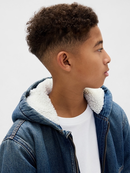 Image number 6 showing, Kids Sherpa-Lined Denim Hoodie