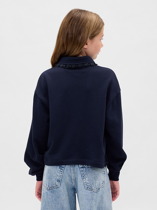 Image number 3 showing, Kids French Terry Lace-Trim Polo Sweatshirt