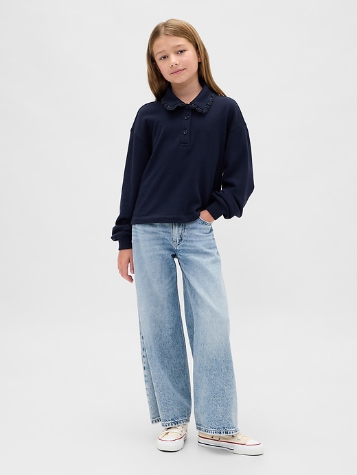 Image number 4 showing, Kids French Terry Lace-Trim Polo Sweatshirt