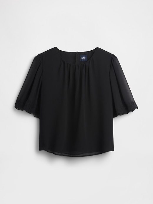 Image number 5 showing, Scalloped Flutter-Sleeve Top