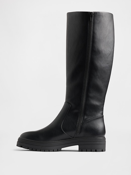 Image number 5 showing, Vegan Leather Lug Sole Tall Boots